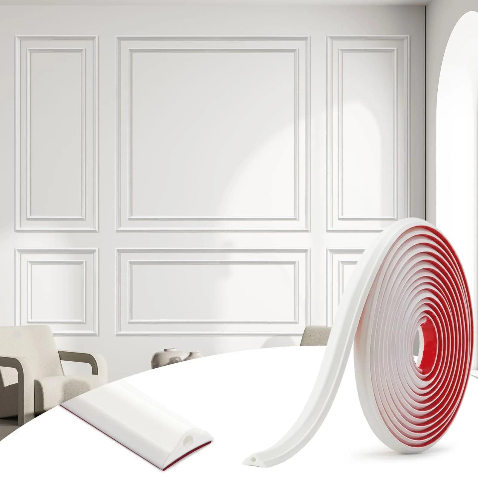 JSIWOTH Flexible Peel and Stick Wall Molding Trim 40 FT (12.2 M) | Easy DIY Decorative Border for Walls and Furniture thumbnail 1