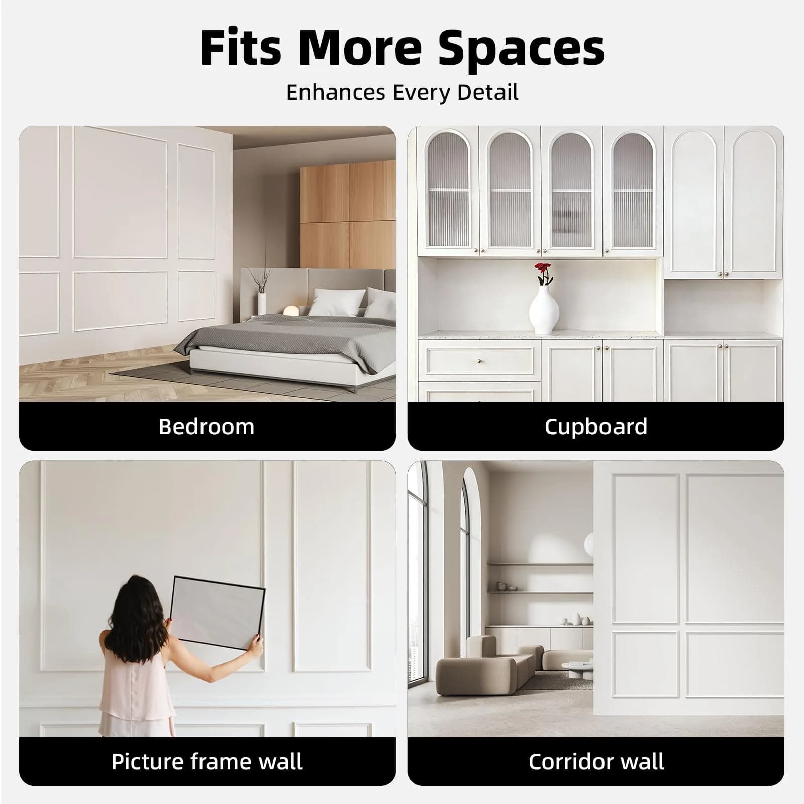 JSIWOTH Flexible Peel and Stick Wall Molding Trim 40 FT (12.2 M) | Easy DIY Decorative Border for Walls and Furniture thumbnail 3