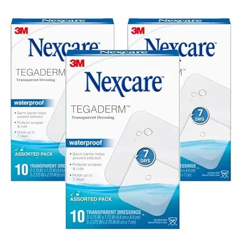 Nexcare Tegaderm Transparent Dressing, Clear Film | Waterproof, Breathable, 7-Day Wear, 10 Dressings, 3-Pack thumbnail 1