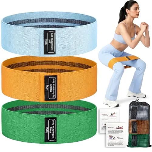 Renoj Resistance Bands for Working Out | 3-Set Professional Exercise Bands for Pilates, Yoga, Home Gym, Booty, Leg Training | Heavy/Medium/Light Fabric Loops for Women and Men thumbnail 1
