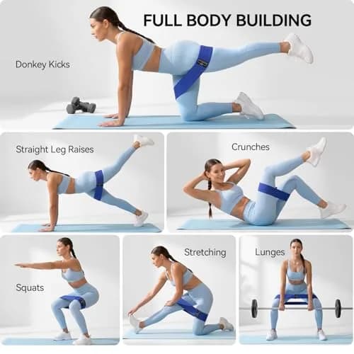 Renoj Resistance Bands for Working Out: 3-Set Exercise Bands for Pilates, Yoga, Home Gym, Booty, Leg Training | Heavy/Medium/Light Fabric Loops for Women Men thumbnail 3
