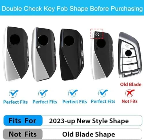 OLLEN Heavy Zinc Alloy Key Fob Cover for BMW 2023-2026 5/7 Series X1-X7 XM IX I5 etc. Gunmetal Blue Line (1 Pcs) thumbnail 2