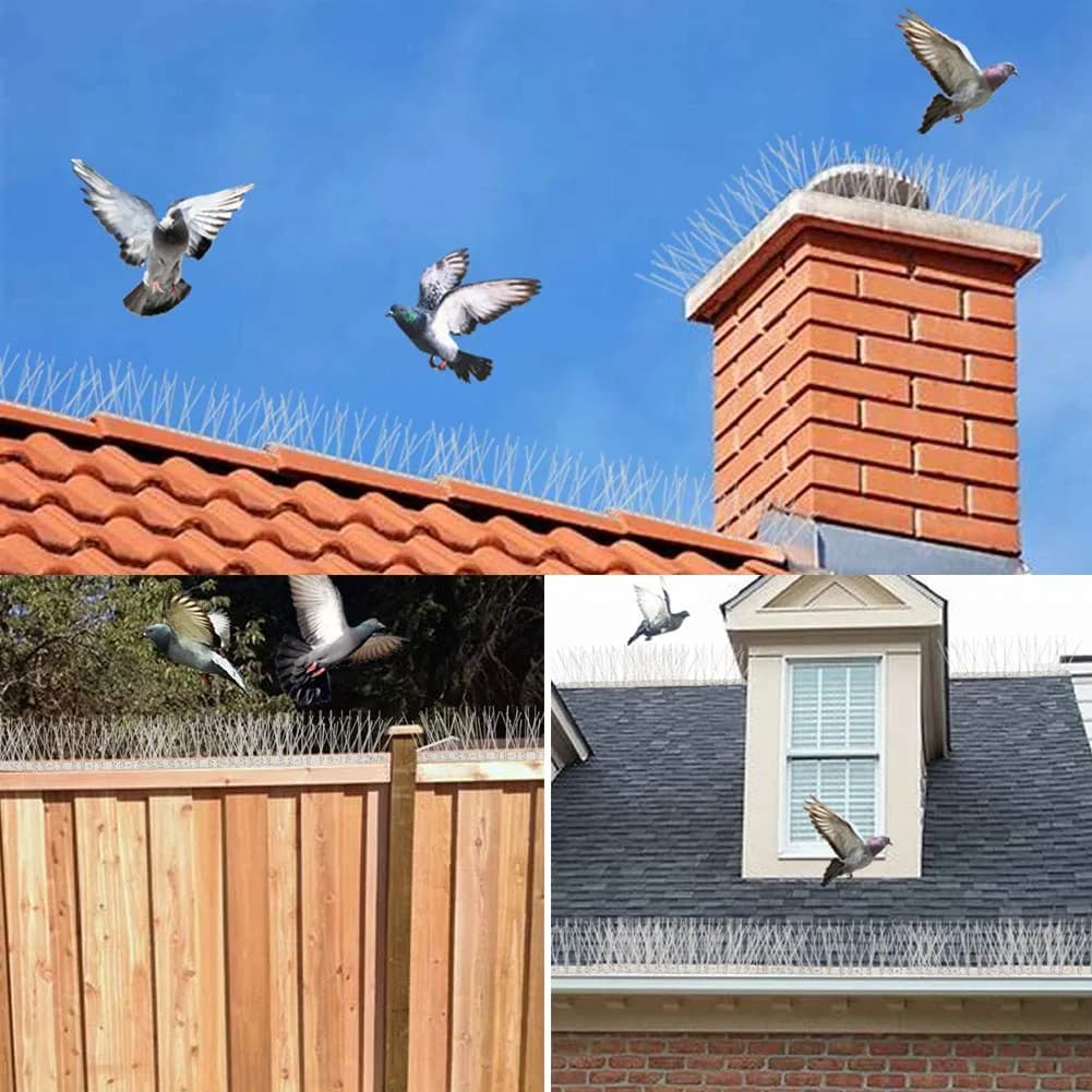 aushucu Stainless Steel Bird Spikes 43 Feet (13.1m) Coverage | 40pcs for Pigeons, Sparrows, Squirrels - view 2
