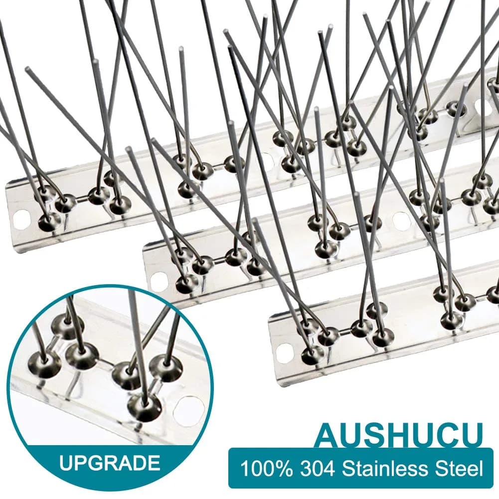 aushucu Stainless Steel Bird Spikes 43 Feet (13.1m) Coverage | 40pcs for Pigeons, Sparrows, Squirrels - view 3