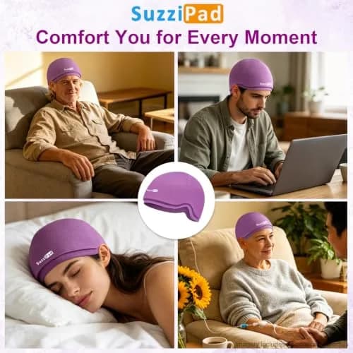 SUZZIPAD Chemo Cooling Cap Deep Purple | Scalp Cooling for Chemotherapy & Migraine Relief thumbnail 5
