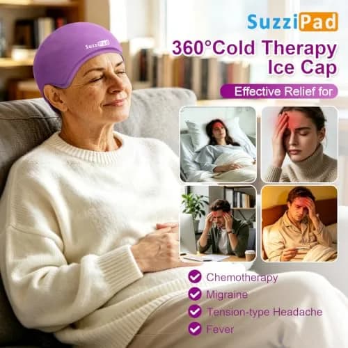 SUZZIPAD Chemo Cooling Cap Deep Purple | Scalp Cooling for Chemotherapy & Migraine Relief thumbnail 3