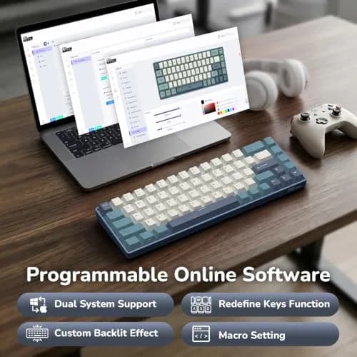 RK ROYAL KLUDGE RK68 65% RGB Wireless Mechanical Keyboard for Gaming, Work | Compact, Tri-Mode Connectivity & Customizable Switches thumbnail 4