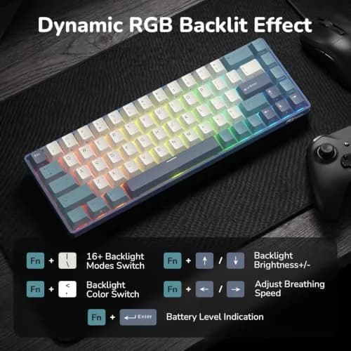 RK ROYAL KLUDGE RK68 65% RGB Wireless Mechanical Keyboard for Gaming, Work | Compact, Tri-Mode Connectivity & Customizable Switches thumbnail 5