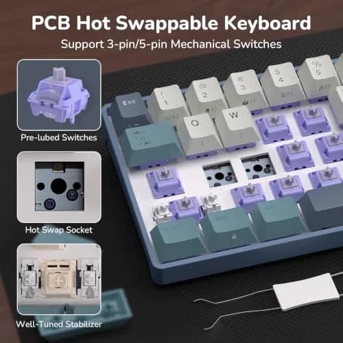 RK ROYAL KLUDGE RK68 65% RGB Wireless Mechanical Keyboard for Gaming, Work | Compact, Tri-Mode Connectivity & Customizable Switches thumbnail 6