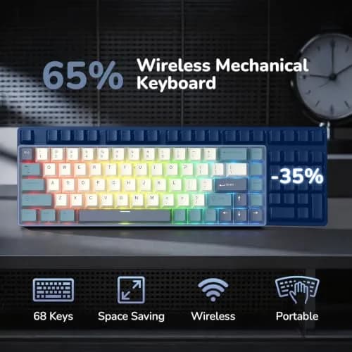 RK ROYAL KLUDGE RK68 65% RGB Wireless Mechanical Keyboard for Gaming, Work | Compact, Tri-Mode Connectivity & Customizable Switches thumbnail 2