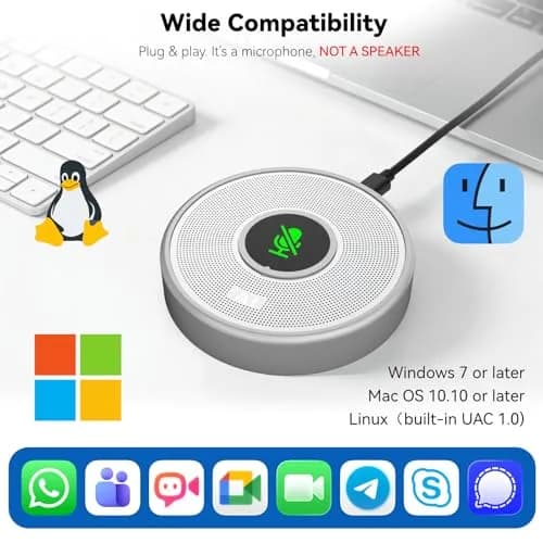 ANSTEN USB Microphone No Speaker, Laptop Computer Microphone Conference Mic | Crystal-Clear 360° Voice Pickup thumbnail 5