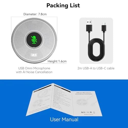 ANSTEN USB Microphone No Speaker, Laptop Computer Microphone Conference Mic | Crystal-Clear 360° Voice Pickup thumbnail 7