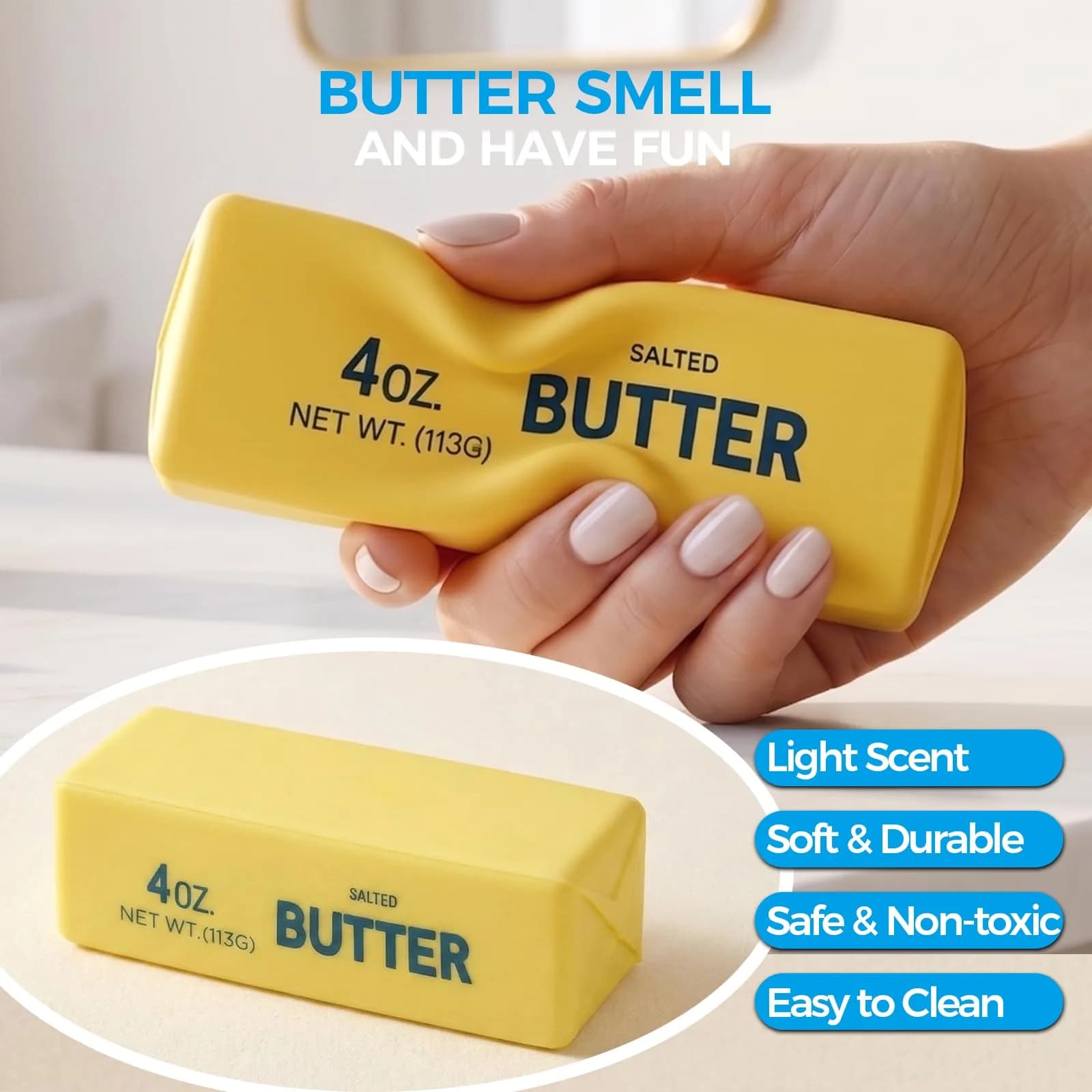 XQOQO Squishy Butter Fidget Toy, Yellow - Authentic USA Import for Stress Relief - view 5