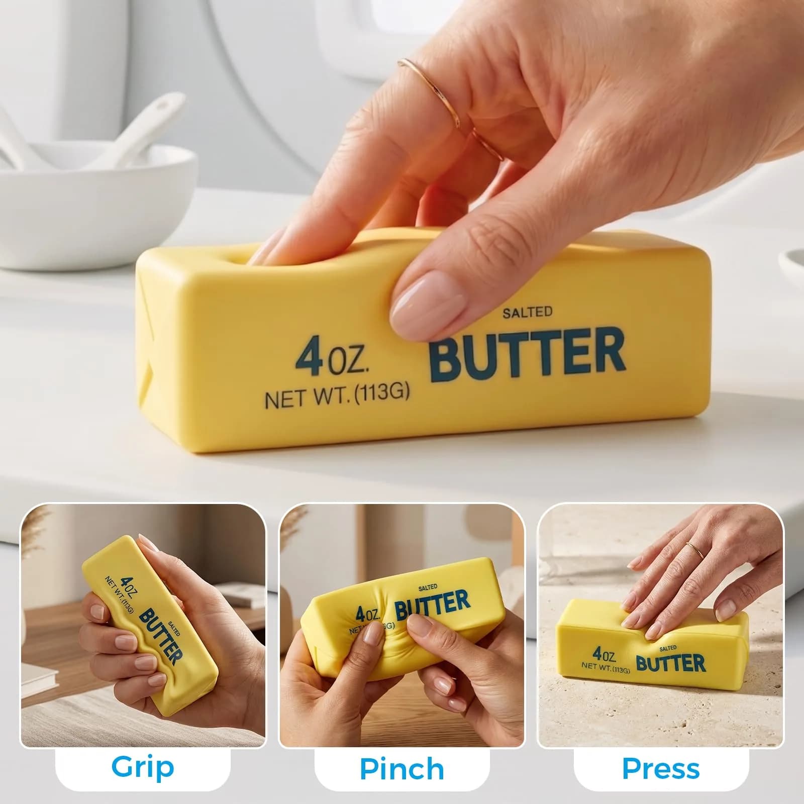 XQOQO Squishy Butter Fidget Toy, Yellow - Authentic USA Import for Stress Relief - view 3