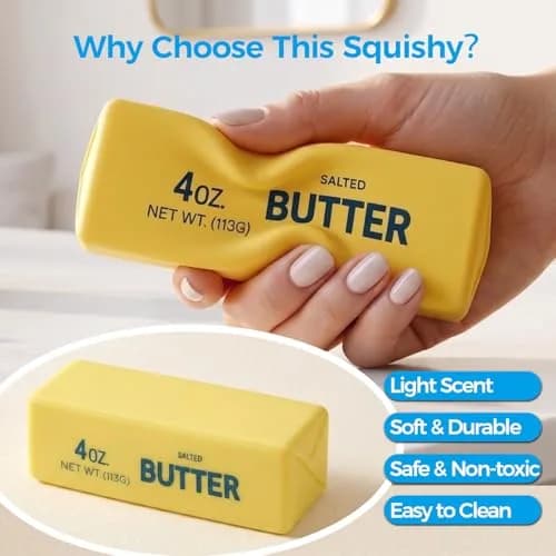 XQOQO Butter Squishy Toy Slow Rising Golden | 13.5cm (5.32in) Stress Relief Fidget Toy thumbnail 5