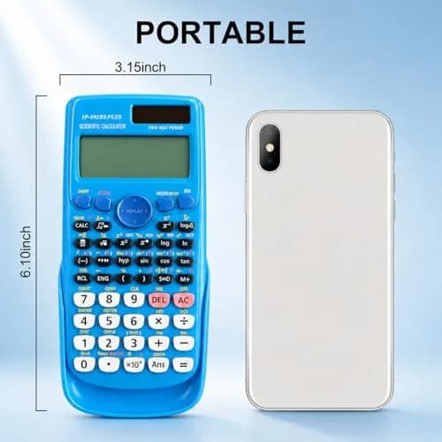 IPEROT Scientific Calculator Blue 15.2cm (6 inches) | 417 Functions, Dual Power, Hard Case thumbnail 5