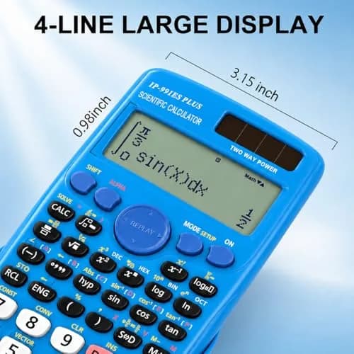 IPEROT Scientific Calculator Blue 15.2cm (6 inches) | 417 Functions, Dual Power, Hard Case thumbnail 2