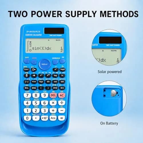 IPEROT Scientific Calculator Blue 15.2cm (6 inches) | 417 Functions, Dual Power, Hard Case thumbnail 3