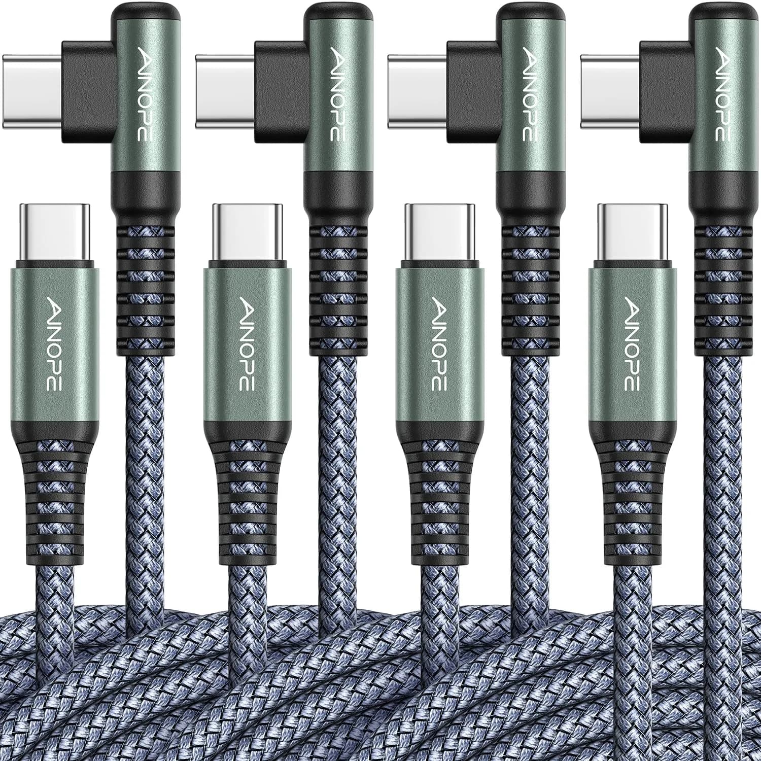 AINOPE 4-Pack Grey USB C to USB C Cables: 3.3ft, 3.3ft, 6.6ft & 6.6ft | 60W Fast Charging - main product image