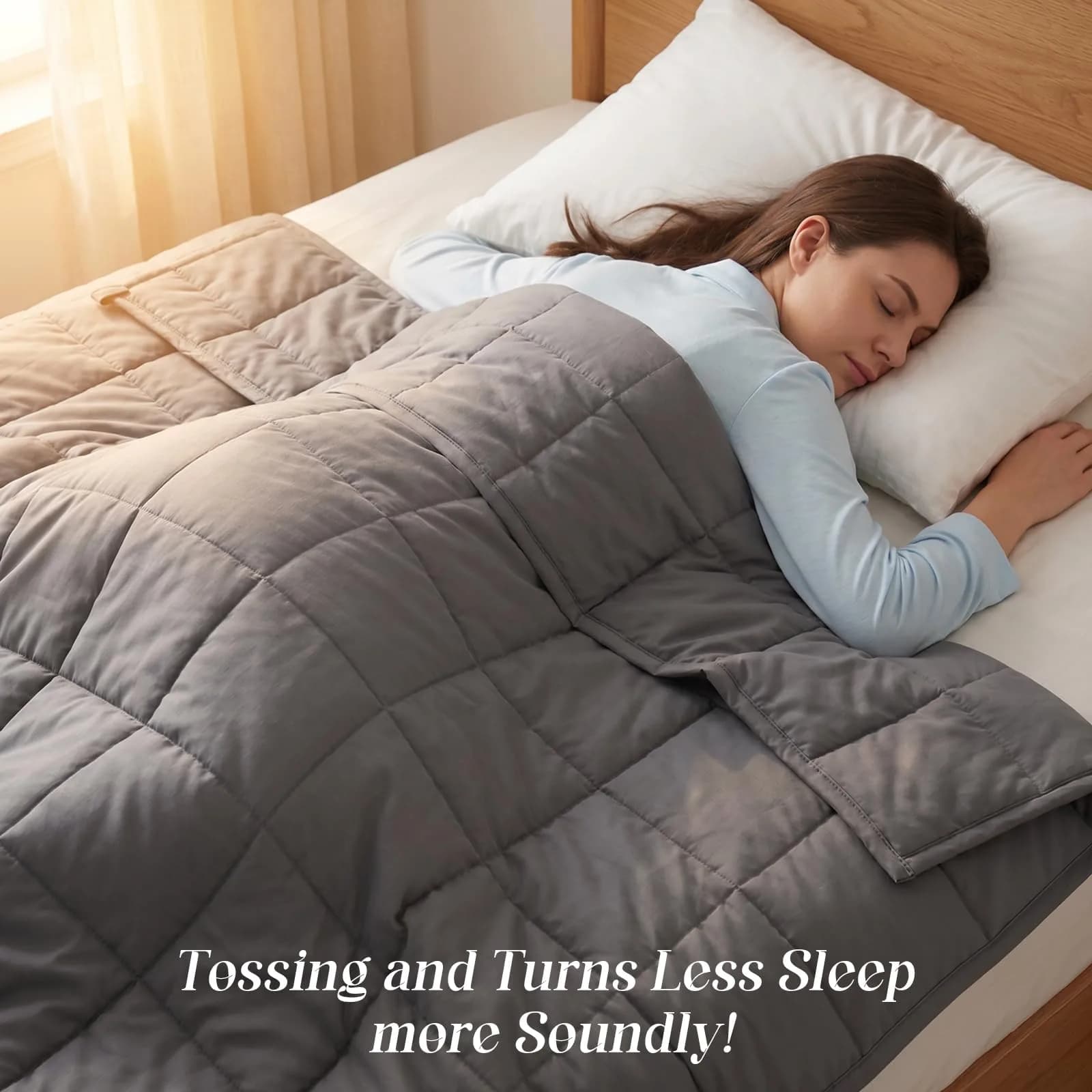 Smart Queen Weighted Blanket for Adults 15 lbs | Twin Size Breathable Heavy Throw Blanket for 120-160 lbs thumbnail 2