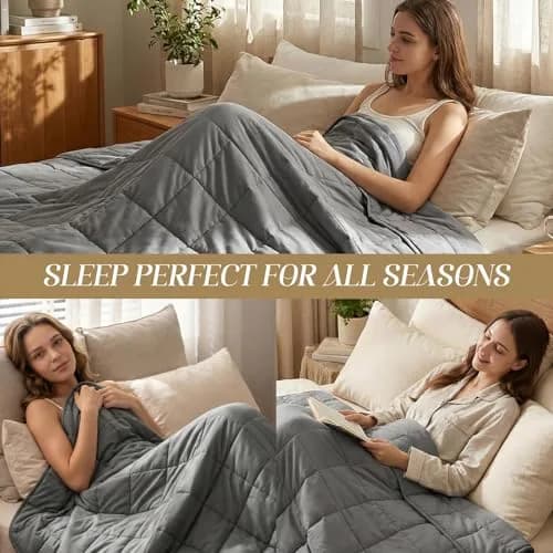 Smart Queen Weighted Blanket for Adults 41” x 60” | 5 lb Heavy Throw for Deep Sleep thumbnail 4