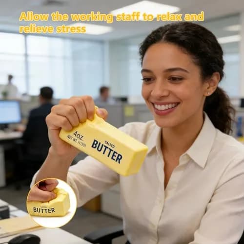OPOM Butter Squishy Toy Gold 13.5cm (5.3in) | Slow Rising Scented Stress Ball for Kids & Adults thumbnail 4