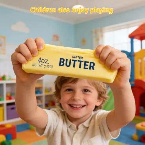 OPOM Butter Squishy Toy Gold 13.5cm (5.3in) | Slow Rising Scented Stress Ball for Kids & Adults thumbnail 5