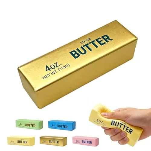 OPOM Butter Squishy Toy Gold 13.5cm (5.3in) | Slow Rising Scented Stress Ball for Kids & Adults thumbnail 1