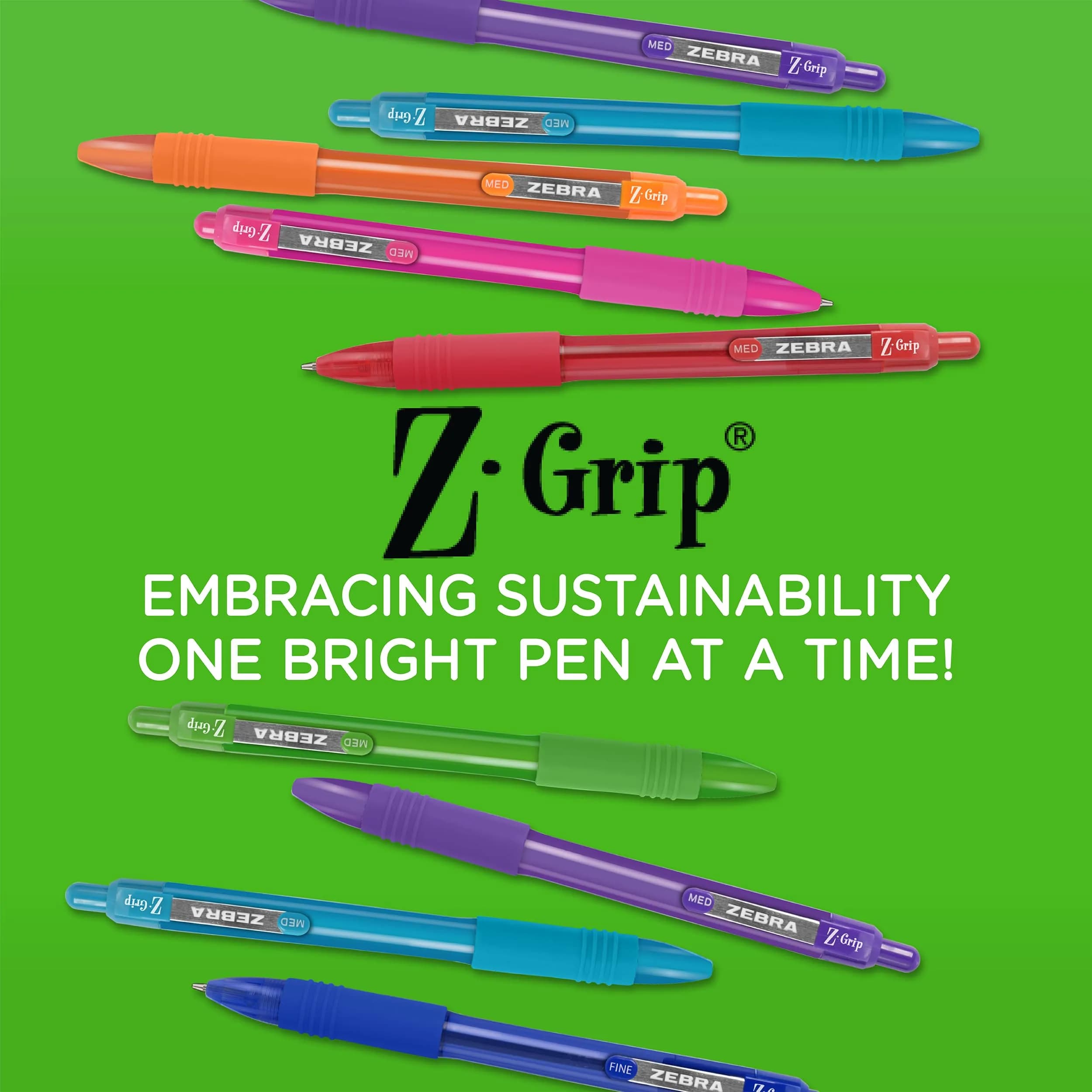 Zebra Pen Z-Grip Recycled Ballpoint Pen, Purple Ink, 1.0mm, 12-Pack | GRS Certified Recycled Material - view 2