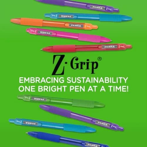 Zebra Pen Z-Grip Recycled Ballpoint Pen, Purple Ink, 1.0mm, 12-Pack | GRS Certified Recycled Material thumbnail 2