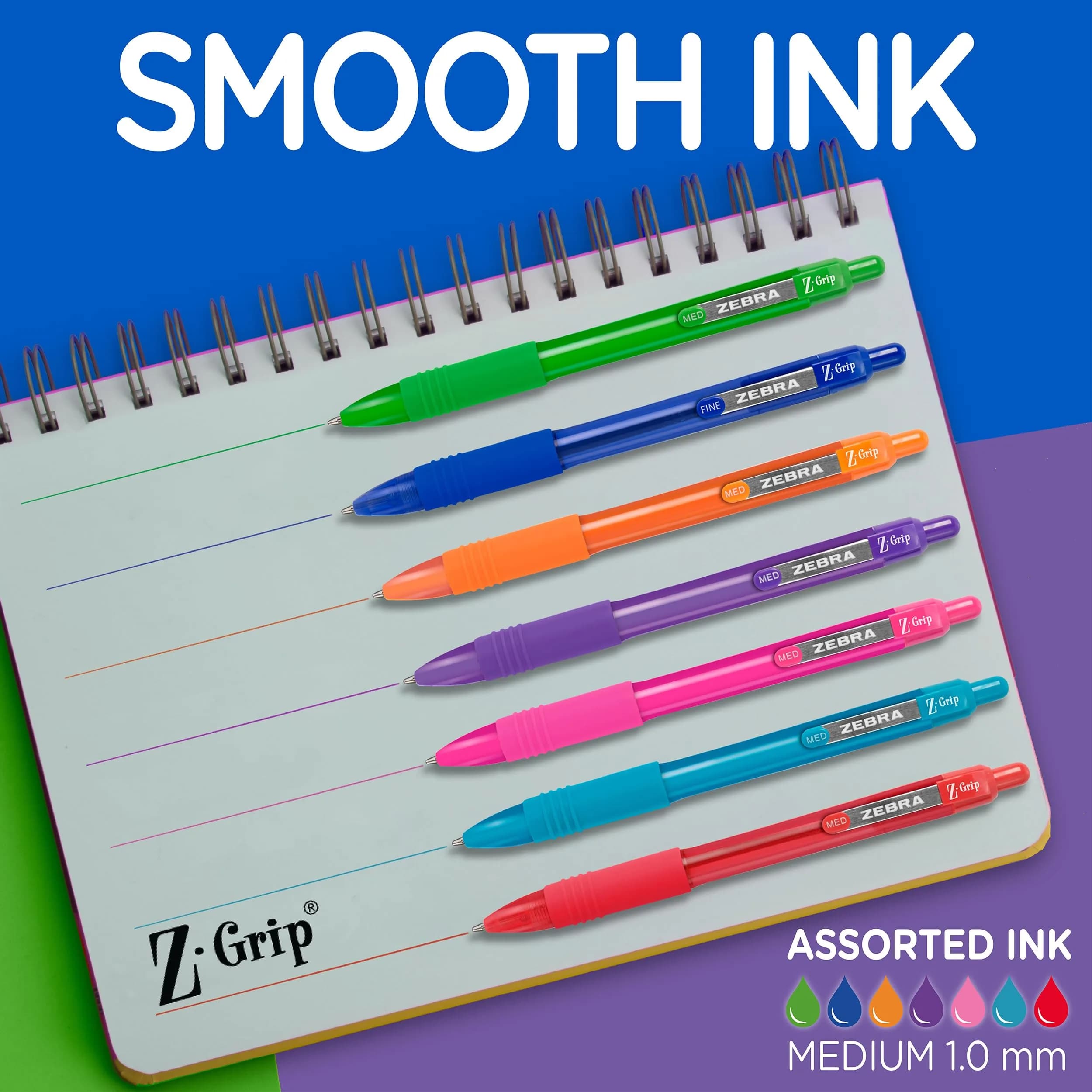 Zebra Pen Z-Grip Recycled Ballpoint Pen, Purple Ink, 1.0mm, 12-Pack | GRS Certified Recycled Material - view 3