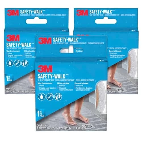 3M Safety-Walk Slip Resistant Tape 1 in (2.54 cm) x 15 ft (4.57 m) Rolls, 3-Pack | Clear, Water-Resistant, Durable for Wet Environments thumbnail 1