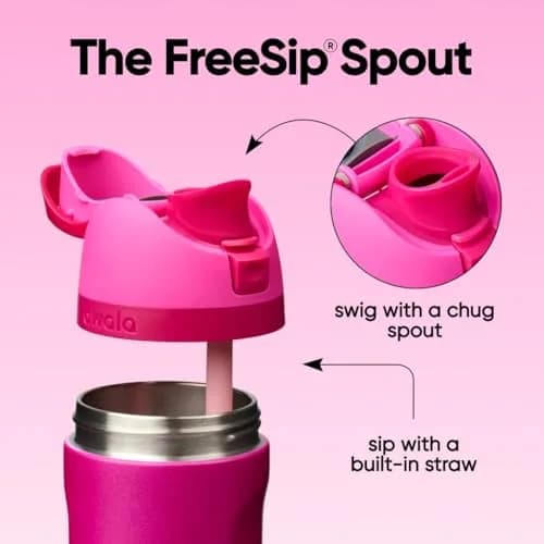 Owala FreeSip Kids Stainless Steel Water Bottle 16 oz Read My Lips | Insulated & Leak-Proof for Daily Hydration - view 2