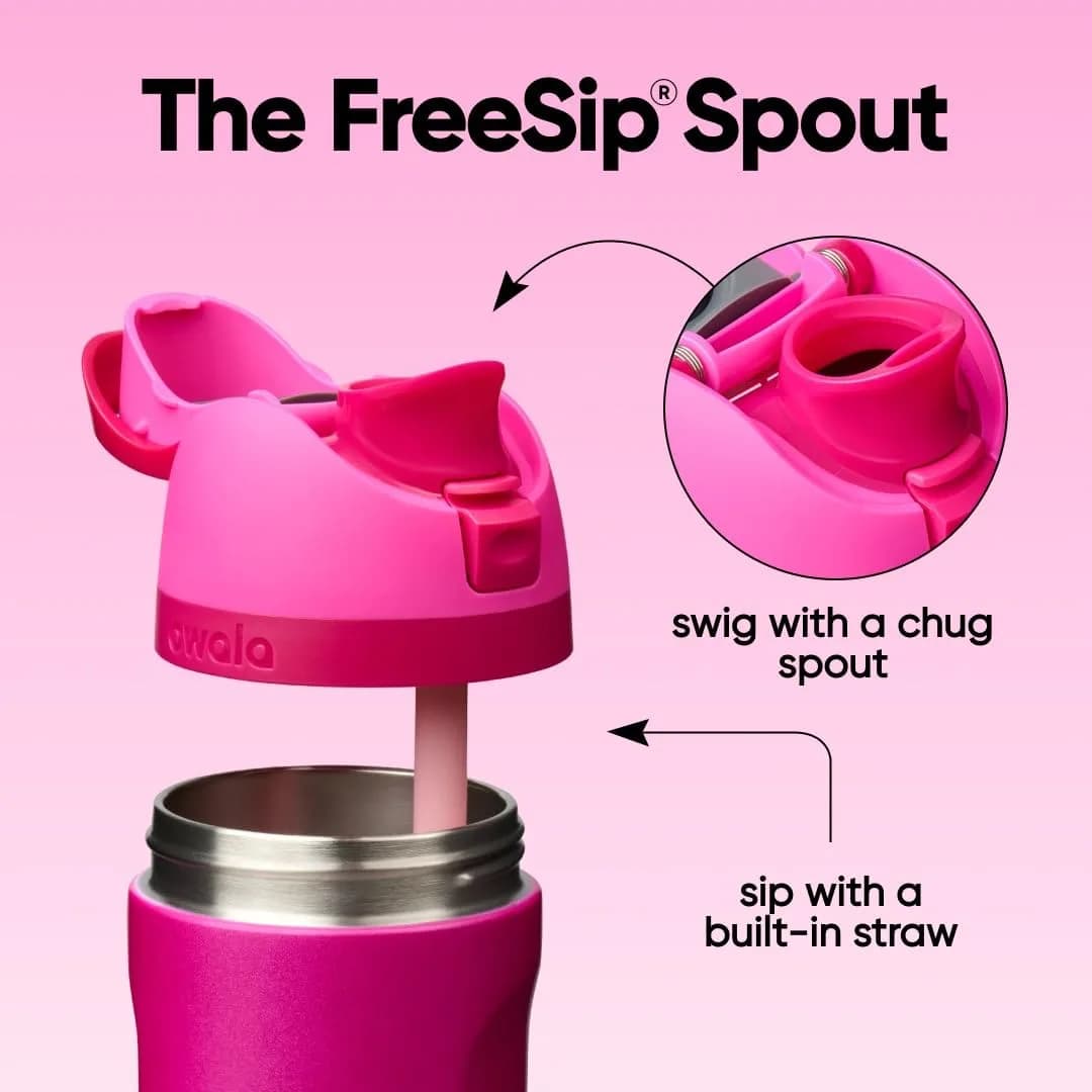 Owala FreeSip Kids Stainless Steel Water Bottle 16 oz Read My Lips | Insulated & Leak-Proof for Daily Hydration thumbnail 2