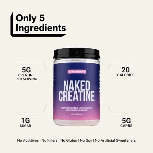 NAKED Creatine Strawberry Flavored Creatine Monohydrate Powder 90 Servings (35.2 oz / 1 kg) | Muscle Growth & Vegan Formula thumbnail 3