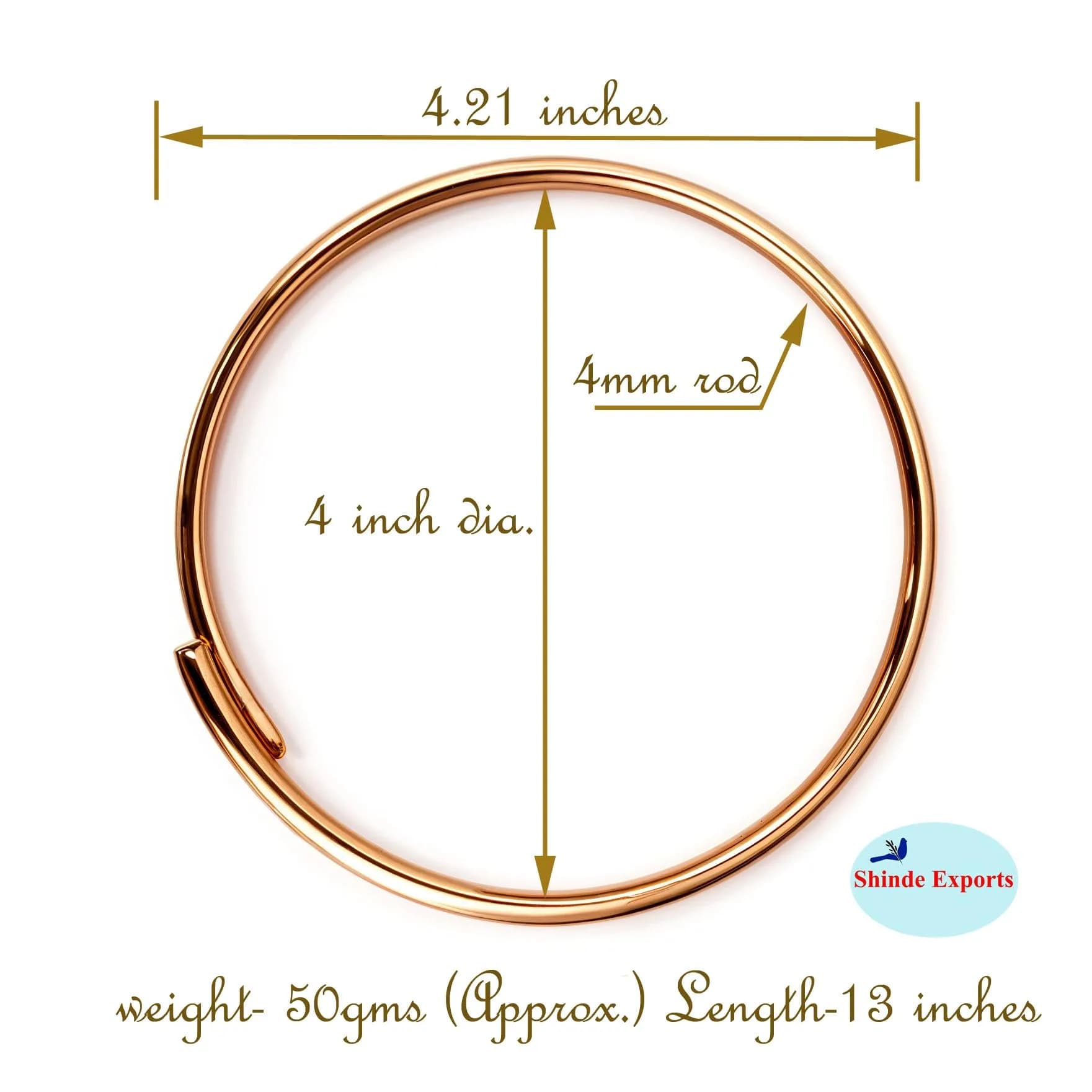 SHINDE EXPORTS Pure Copper Leg Anklet Bracelet Kada for Men and Women | 50gms 4mm Rod, 12-inch Adjustable thumbnail 9
