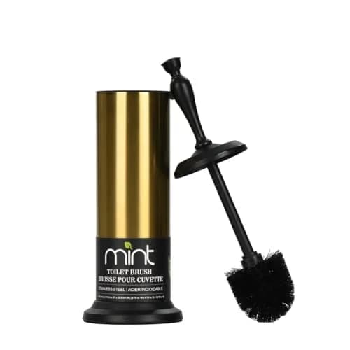 J&V TEXTILES Toilet Brush with Holder Set 41.19 cm (16.22 in) | Aged Brass/Matte Black thumbnail 5