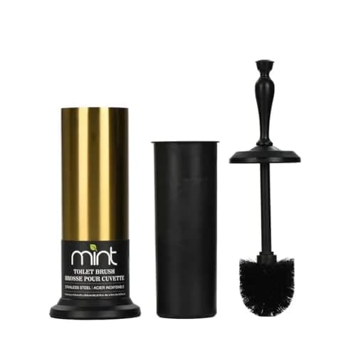 J&V TEXTILES Toilet Brush with Holder Set 41.19 cm (16.22 in) | Aged Brass/Matte Black thumbnail 1