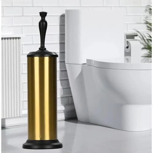 J&V TEXTILES Toilet Brush with Holder Set 41.19 cm (16.22 in) | Aged Brass/Matte Black thumbnail 2