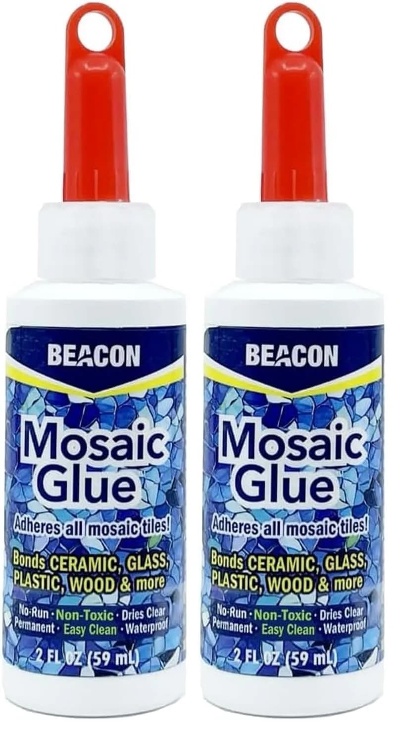 Beacon Mosaic Glue - Non-Toxic & Water Resistant, 4 Fl Oz (Pack of 2) | Bonds All Tiles & Surfaces — Clear
