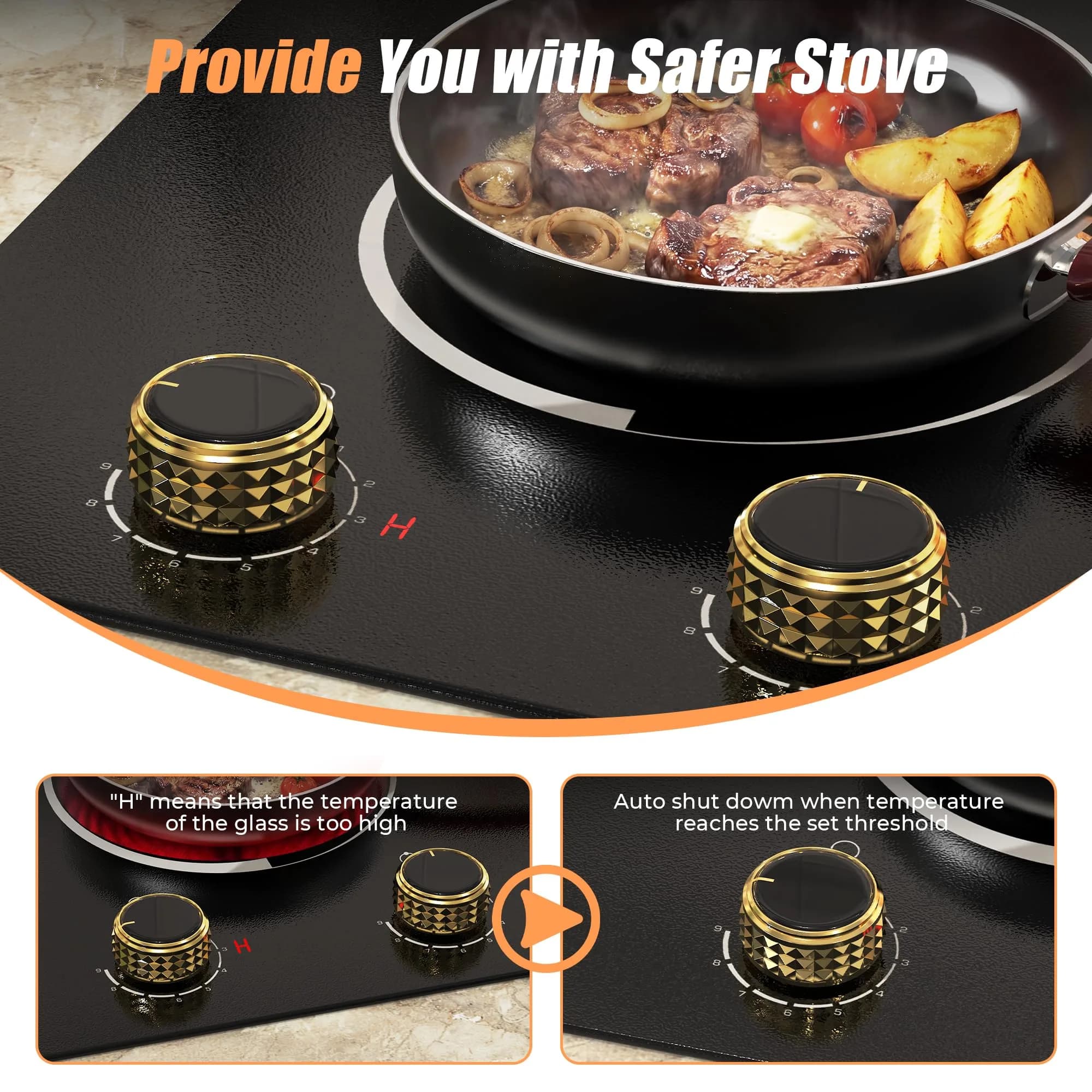 Jessier 2 Burner Electric Cooktop 2000W 110V | Countertop or Built-in with 9 Power Levels - view 6