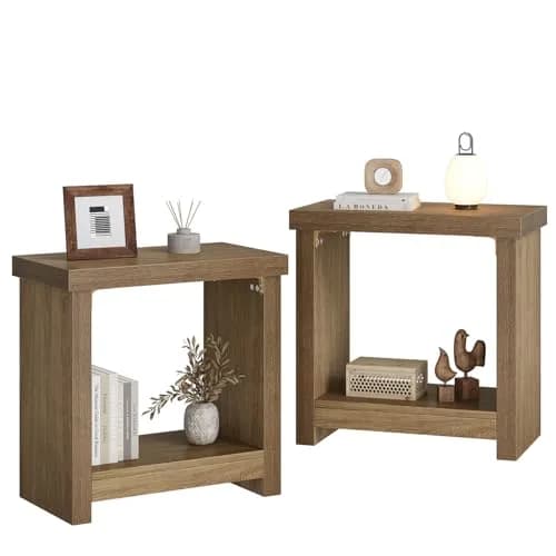 knoworld End Tables Set of 2 | Farmhouse Narrow Side Tables with Storage Shelves (23.62 x 11.81 x 23.62 inches) thumbnail 1