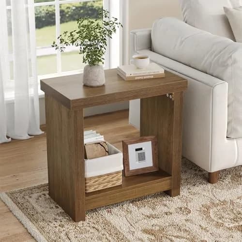knoworld End Tables Set of 2 | Farmhouse Narrow Side Tables with Storage Shelves (23.62 x 11.81 x 23.62 inches) thumbnail 5