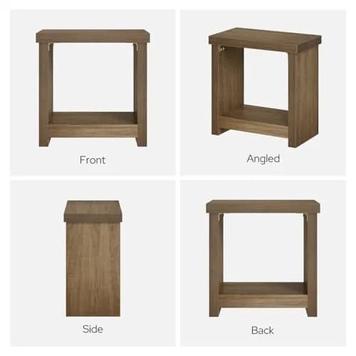 knoworld End Tables Set of 2 | Farmhouse Narrow Side Tables with Storage Shelves (23.62 x 11.81 x 23.62 inches) thumbnail 6
