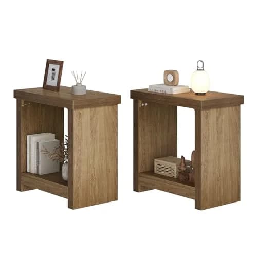 knoworld End Tables Set of 2 | Farmhouse Narrow Side Tables with Storage Shelves (23.62 x 11.81 x 23.62 inches) thumbnail 8