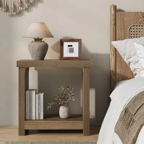 knoworld End Tables Set of 2 | Farmhouse Narrow Side Tables with Storage Shelves (23.62 x 11.81 x 23.62 inches) thumbnail 2