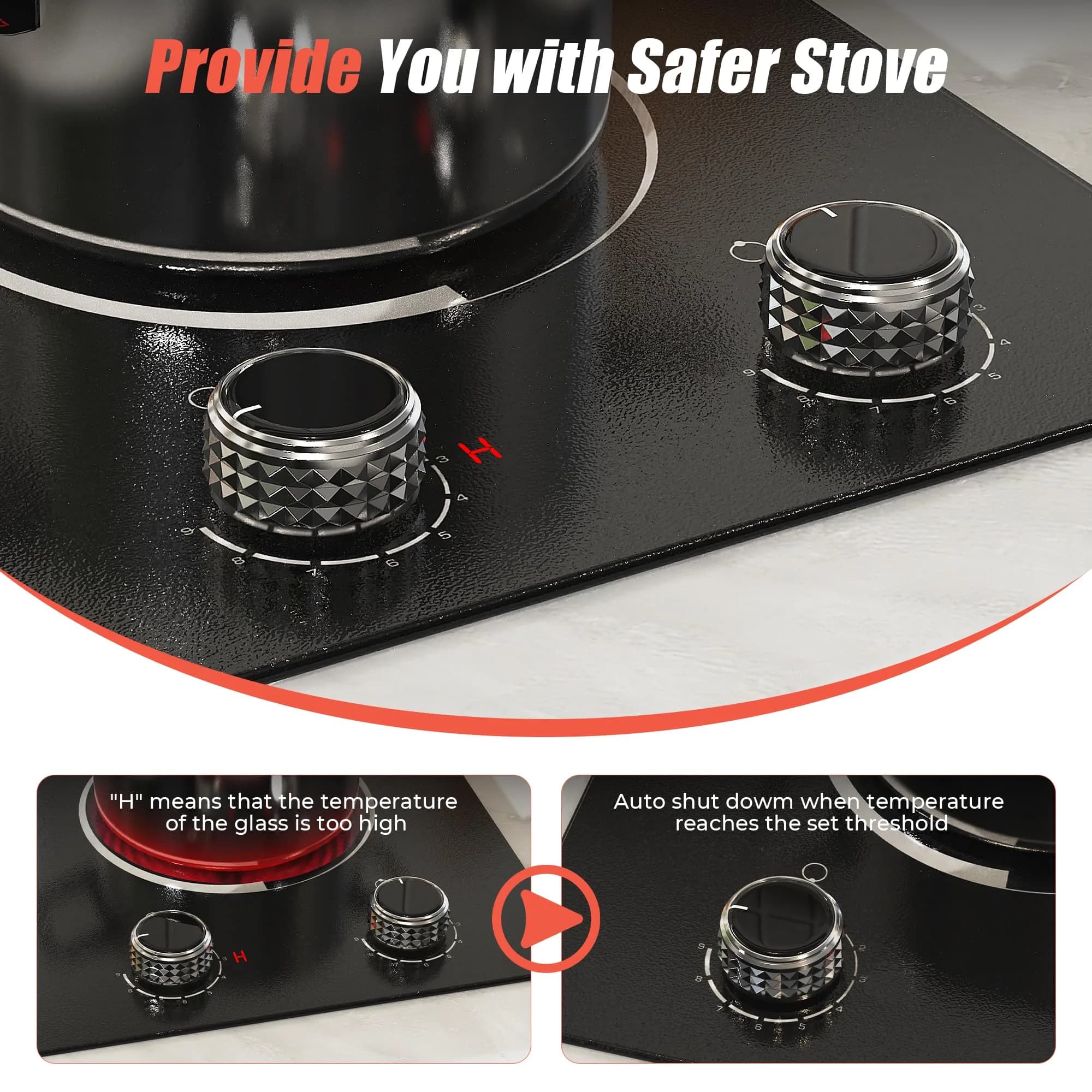 Jessier 2 Burner Electric Cooktop 2000W 220V Compatible | Dual Burner Countertop or Built-In - view 6