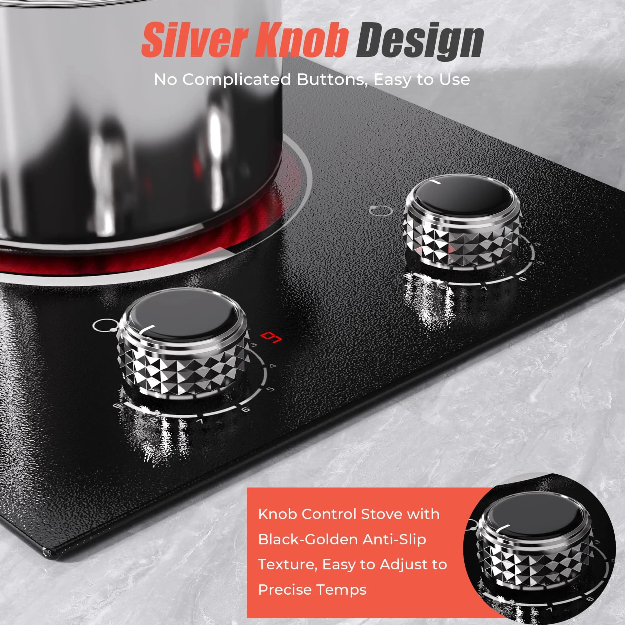 Jessier 2 Burner Electric Cooktop 2000W 220V Compatible | Dual Burner Countertop or Built-In - view 2