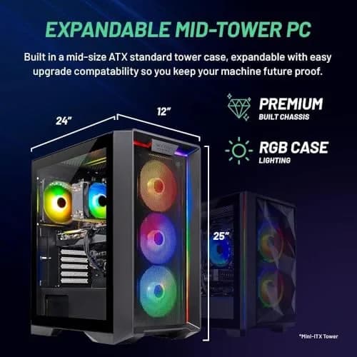 Skytech Gaming Nebula Gaming PC, AMD Ryzen 5 8400F 4.2GHz, AMD RX 9060 8GB VRAM, 1TB NVMe SSD, 32GB DDR5 RAM 5200, Windows 11, Desktop thumbnail 6