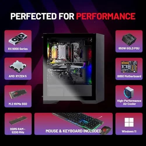 Skytech Gaming Nebula Gaming PC, AMD Ryzen 5 8400F 4.2GHz, AMD RX 9060 8GB VRAM, 1TB NVMe SSD, 32GB DDR5 RAM 5200, Windows 11, Desktop thumbnail 7